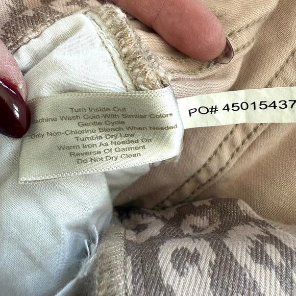 Boston Proper Printed Slim Straight Pants Taupe Beige Size 8 Cotton Blend - Picture 7 of 7